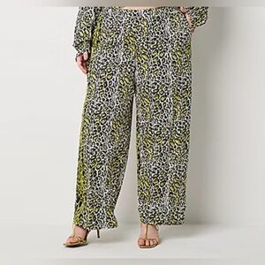 BOLD elements Pants Women's Sz XL Wide Leg PullOn Leopard Print Beach Vacation